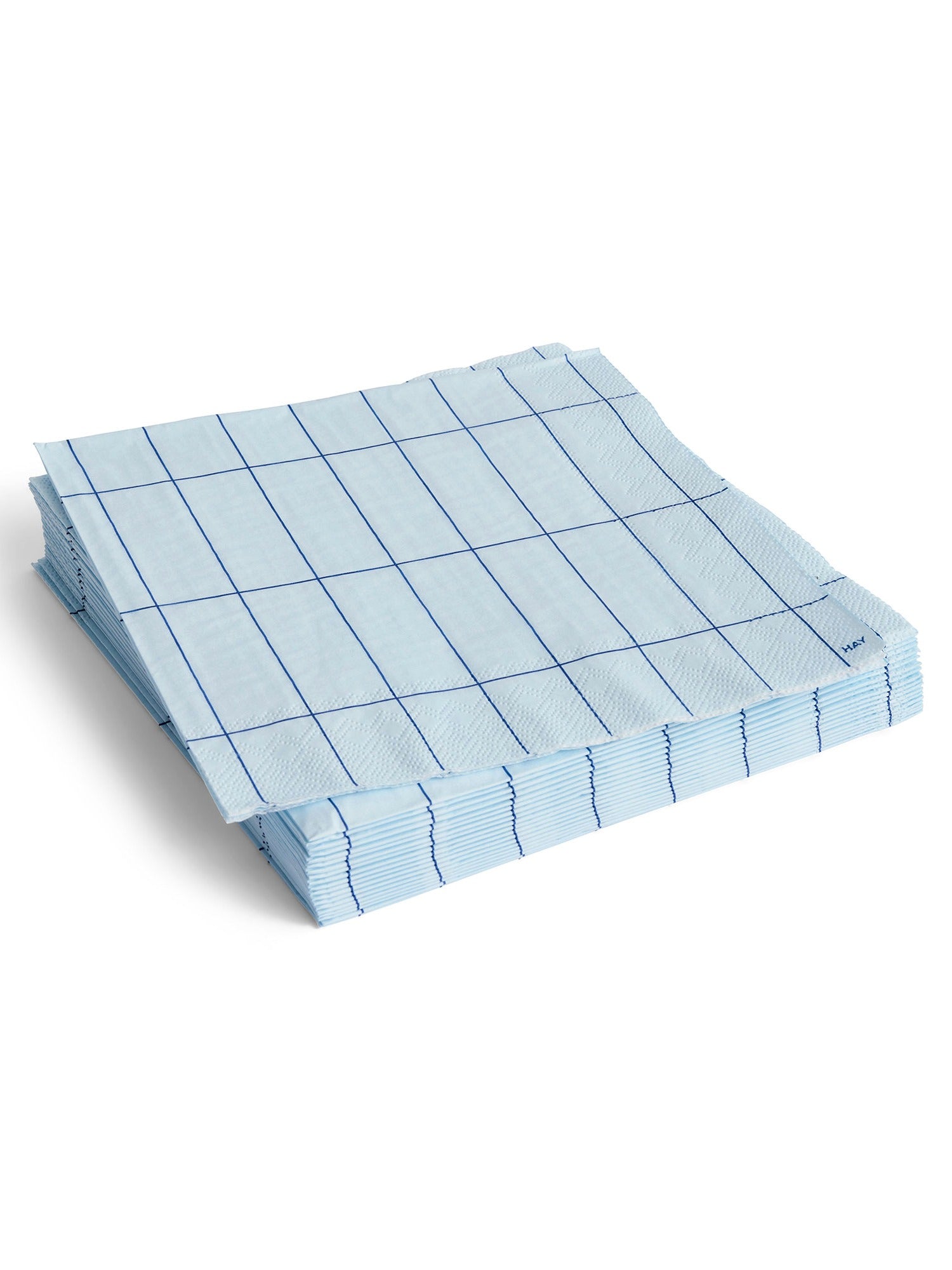 Hay Pattern Lunch Napkins - Pappersservetter Light Blue and Blue Grid