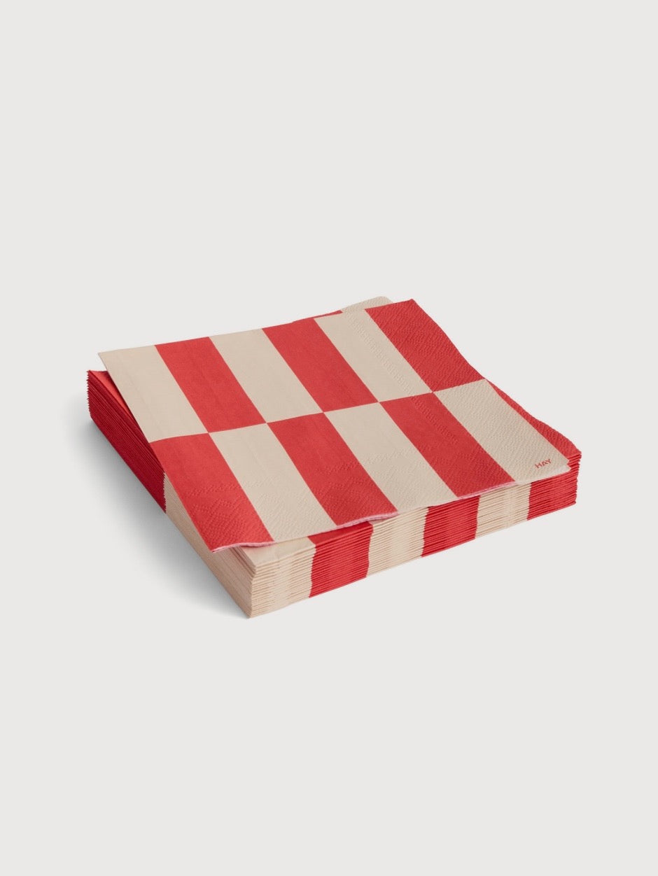 Hay Pattern Lunch Napkins - Pappersservetter Off-white and Red