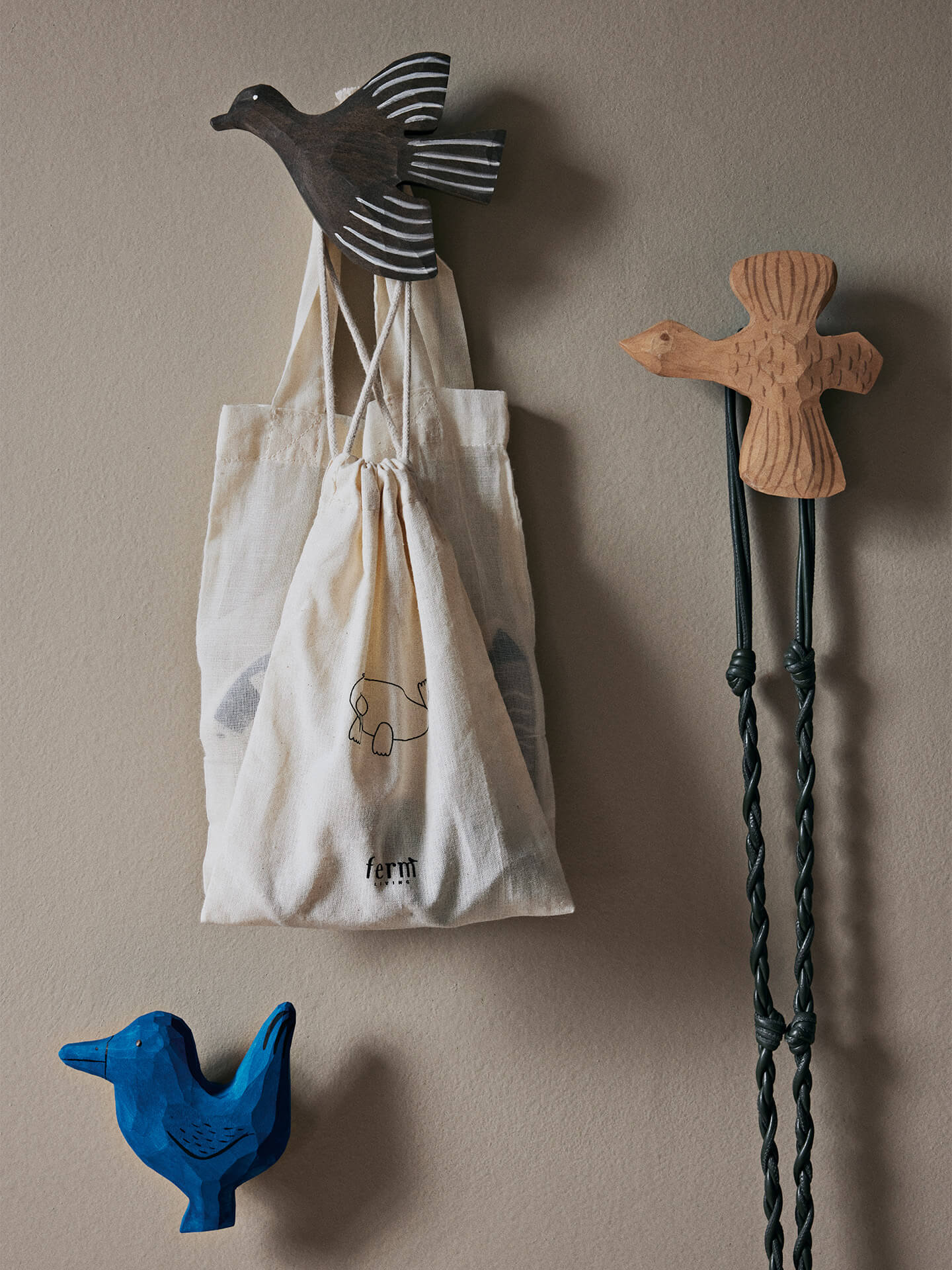 Ferm Living Anton Bird Hook - Blue